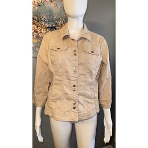 Westport 1962 Womens BEIGE DOUBLE Snap Button Chest Pockets Spring Jacket Large